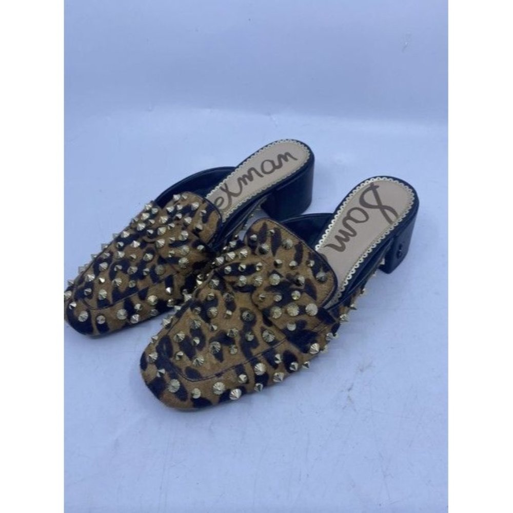 Sam Edelman Black And Brown Augustus Leopard Stud Mulesslides Size Us - Picture 4 of 6